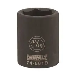 DeWALT DWMT74661OSP Impact Socket, 13/16 in Socket, 1/2 in Drive, 6 -Point, CR-440 Steel, Black Oxide