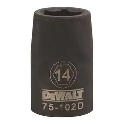 DeWALT DWMT75102OSP Deep Impact Socket, 14 mm Socket, 1/2 in Drive, 6 -Point, Steel, Black Oxide