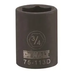 DeWALT DWMT75113OSP Deep Impact Socket, 3/4 in Socket, 1/2 in Drive, 6 -Point, Steel, Black Oxide