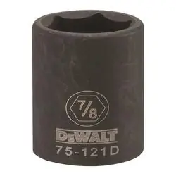 DeWALT DWMT75121OSP Deep Impact Socket, 7/8 in Socket, 1/2 in Drive, 6 -Point, Steel, Black Oxide