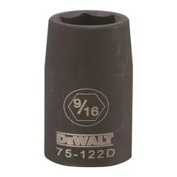 DeWALT DWMT75122OSP Deep Impact Socket, 9/16 in Socket, 1/2 in Drive, 6 -Point, Steel, Black Oxide