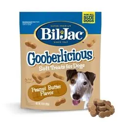 Bil-Jac GOOBERLICIOUS 543 Dog Treat, Medium, Large Breed, Peanut Butter Flavor, 10 oz Package, Pouch