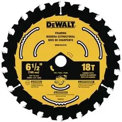 DeWALT DWA161218 Circular Saw Blade, 6-1/2 in Dia, 5/8 in Arbor, 18 -Teeth