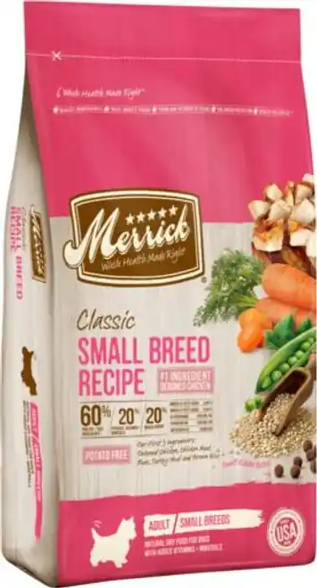 Merrick Classic Healthy Grains 8353027 Dog Food, Small Breed, Dry, 4 lb Package