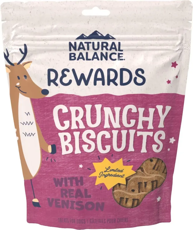 Natural Balance Rewards Crunchy Biscuits With Real Venison Dog Treats 14 oz Package