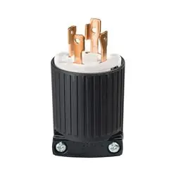 Eaton Wiring Devices L1430P Electrical Plug, 3-Pole, 30 A, 125/250 V, NEMA L14-30, Black/White