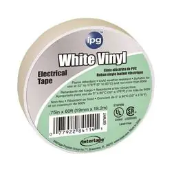 IPG 85828 Electrical Tape, 60 ft L, 3/4 in W, PVC Backing, White