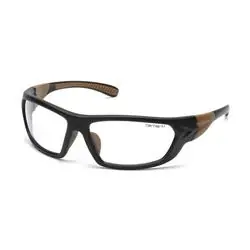 Carhartt CHB210D Safety Sunglasses, Nylon Frame, Black/Tan Frame, Clear Lens
