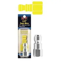 K-T INDUSTRIES TRU-FLATE Standard 6-5016 Nipple, 3/8 x 1/4 in, FNPT, Steel, Zinc
