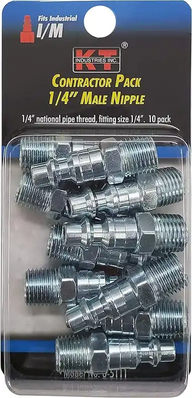 K-T Industries Industrial 1/4" Male NPT 1/4" Niipple, 10 Pack