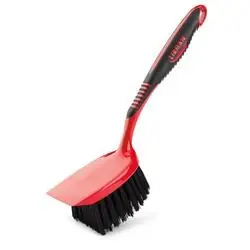 LIBMAN 524 Short Handle Utility Brush, 1-1/2 in L Trim, PET Bristle, 3-1/2 in W Brush, 14-1/4 in OAL, Red Handle