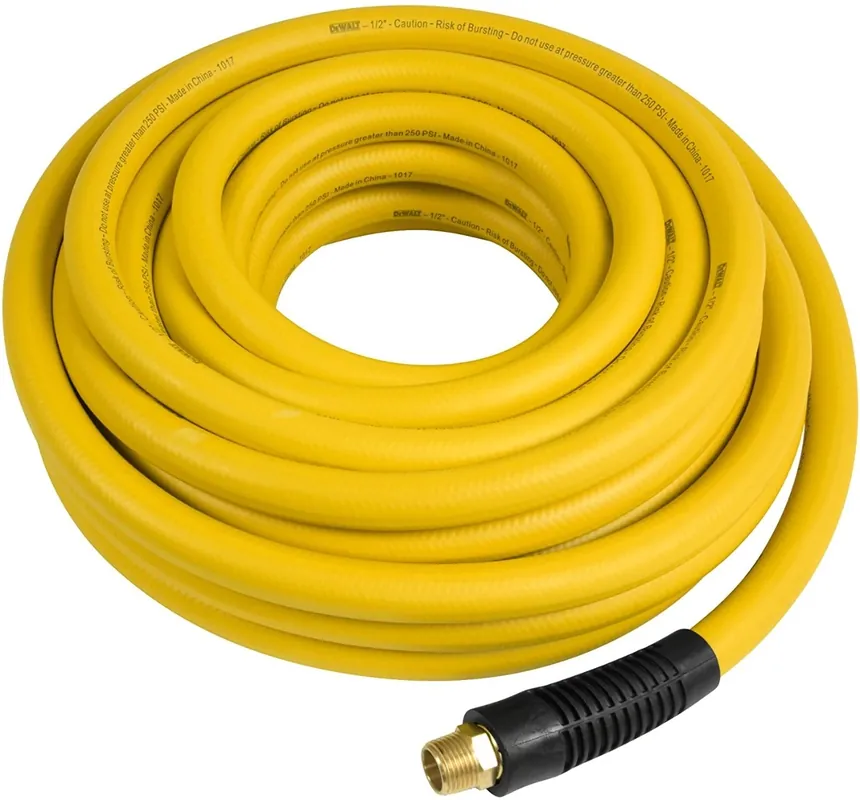DeWALT DXCM012-0203 Air Hose, 1/2 in ID, 50 ft L, MNPT, 250 psi Pressure, Rubber, Yellow