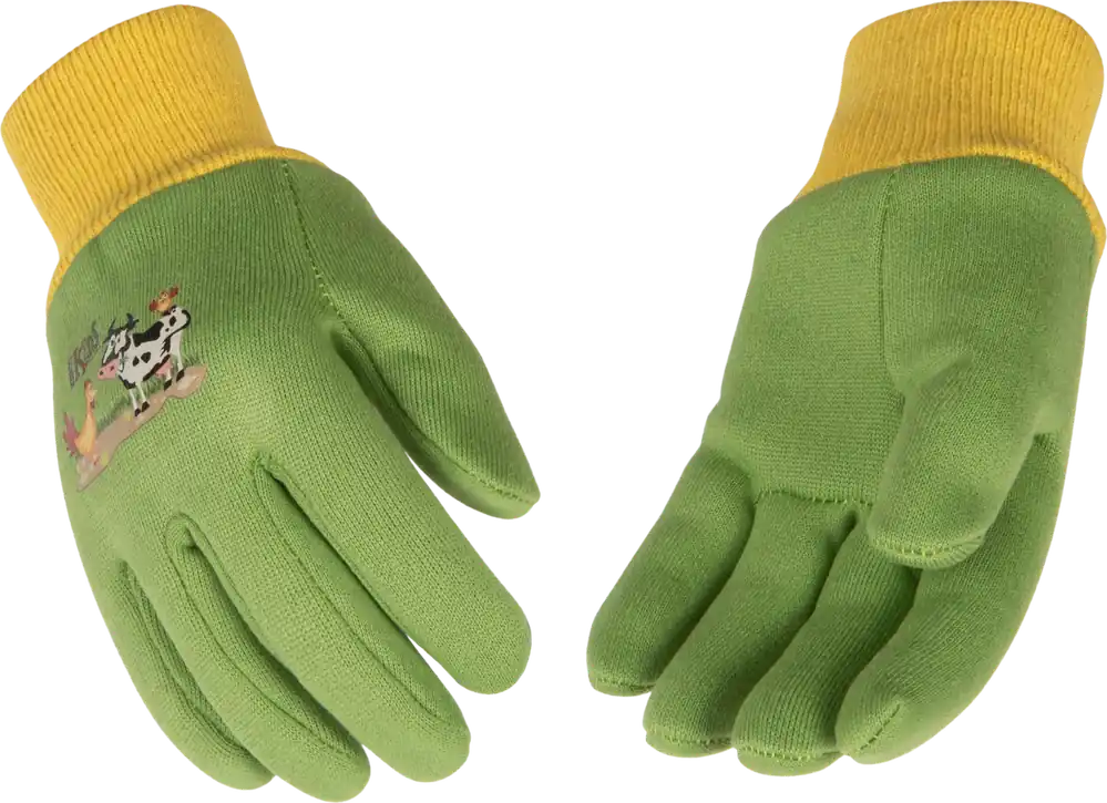 Kinco Kid‘s Farm Friends Jersey Gloves Green/Blue - Small