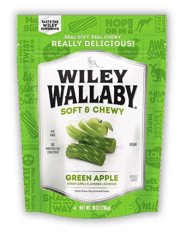 Kenny‘s Wiley Wallaby Gourmet Licorice, Green Apple, 10 oz.