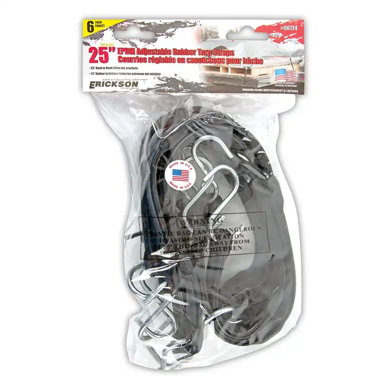 Erickson 25" Adjustable EPDM Tarp Straps 6 PK.