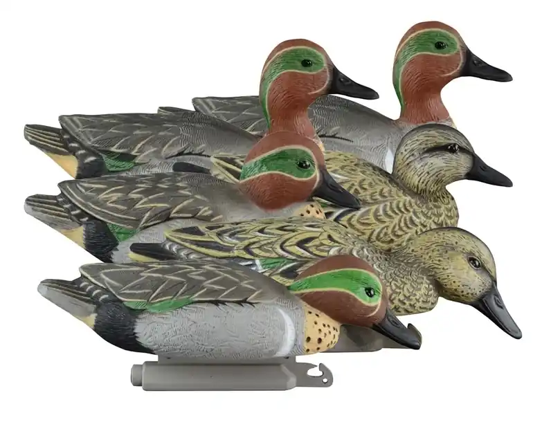 Higdon Outdoors Standard Green Wing Teal Decoys, Foam Filled - 6 Pack