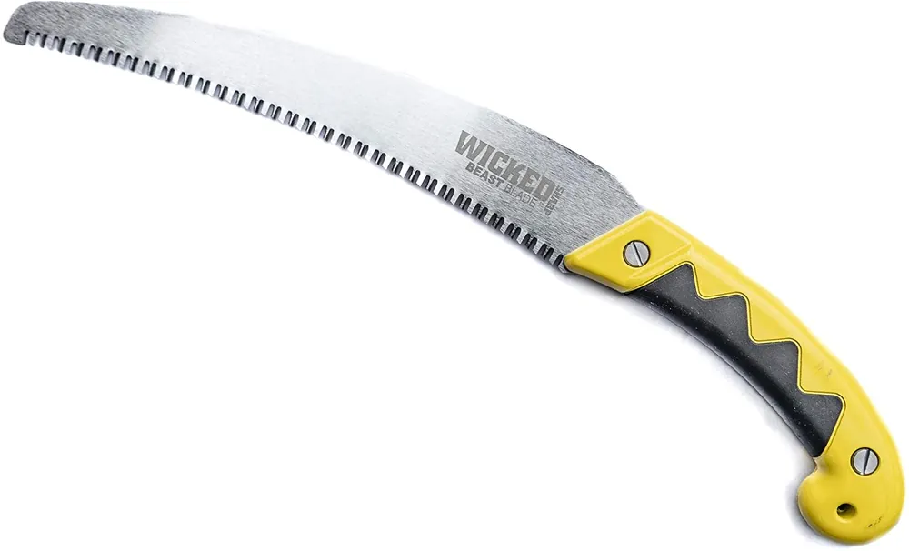 WICKED TREE GEAR WTG-021 Wicked Tough Beast Large Curved Blade Hand Saw with Sheath, Silver