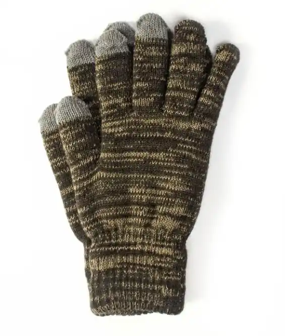 QuietWear 2 Layer Knit Gloves with Texting Fingers - Adventure Brown Marl