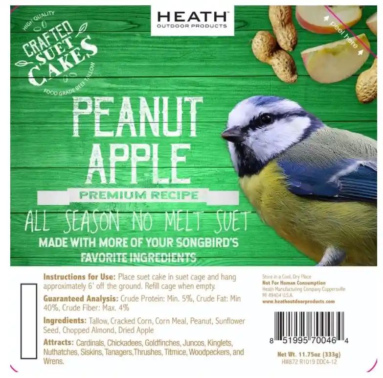 Heath Outdoor Products Premium All Season Suet Cakes, 11.75 oz. - Peanut Apple