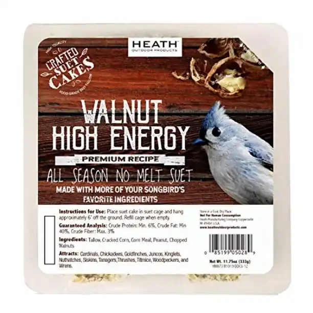 Heath Outdoor Products Premium All Season Suet Cakes, 11.75 oz. - Walnut High Energy