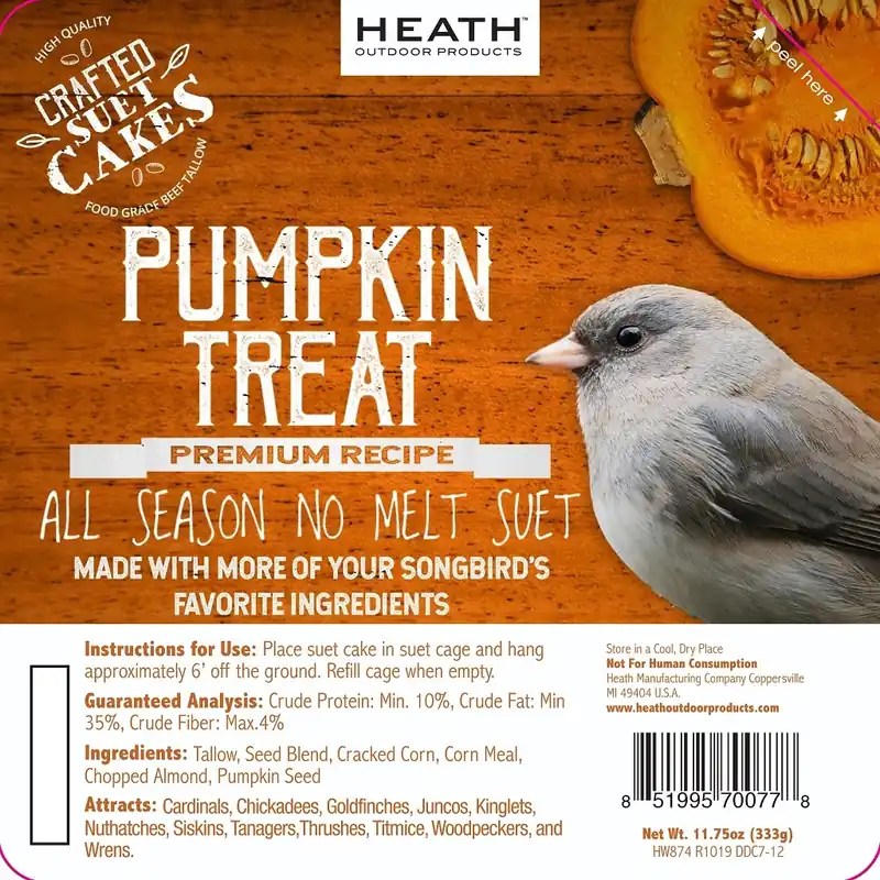 Heath Outdoor Products Premium All Season Suet Cakes, 11.75 oz. - Pumpkin Treat
