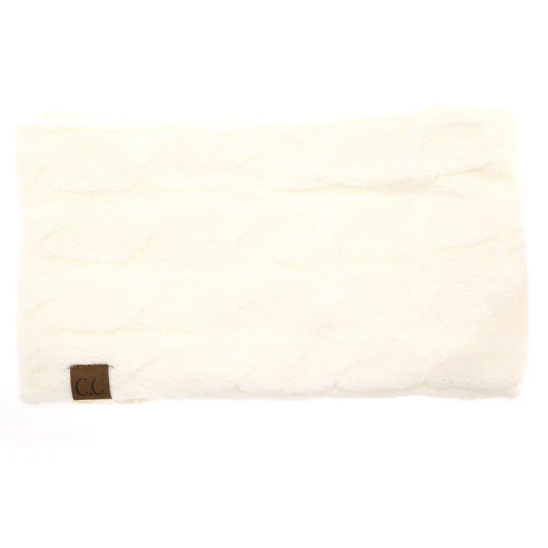 C.C. Fuzzy Lined Solid Cable Knit Scarf - SF25