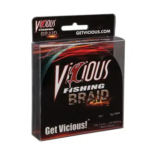 Vicious BPG-65 Braided Fishing Line, 150 yd L, Polyethylene Fiber, Moss Green