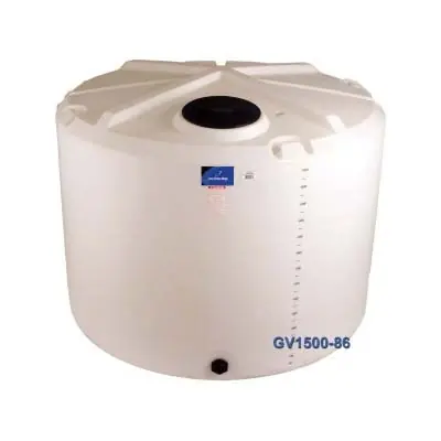Ace Roto-Mold GV1500-86 Gusseted Vertical Tank, 1500 gal Capacity, Polyethylene, White