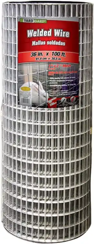 YARDGARD 309223A Welded Wire Fence, 100 ft L, 36 in H, 2 x 1 in Mesh, 14 ga Gauge, Steel, Galvanized