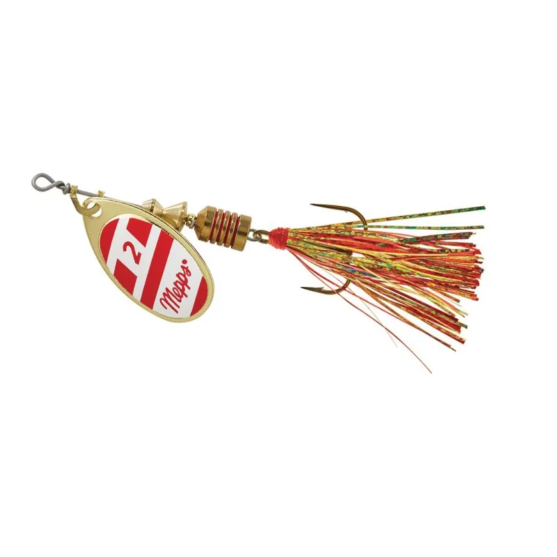 mepps Aglia Flashabou B2FT G/RW-RG Fishing Lure, Gold/Red Lure