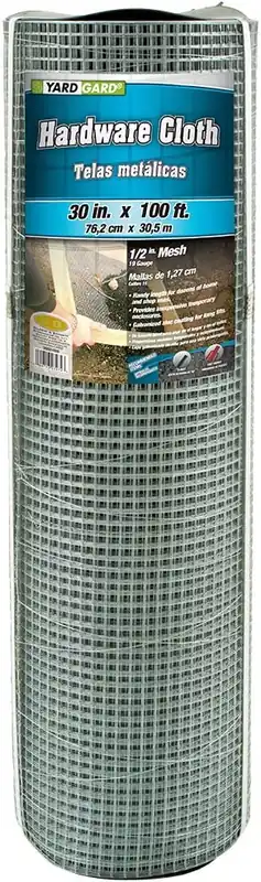 YARDGARD 308248B Hardware Cloth, 100 ft L, 30 in W, 19 ga Gauge, 1/2 in Mesh, Zinc, Galvanized