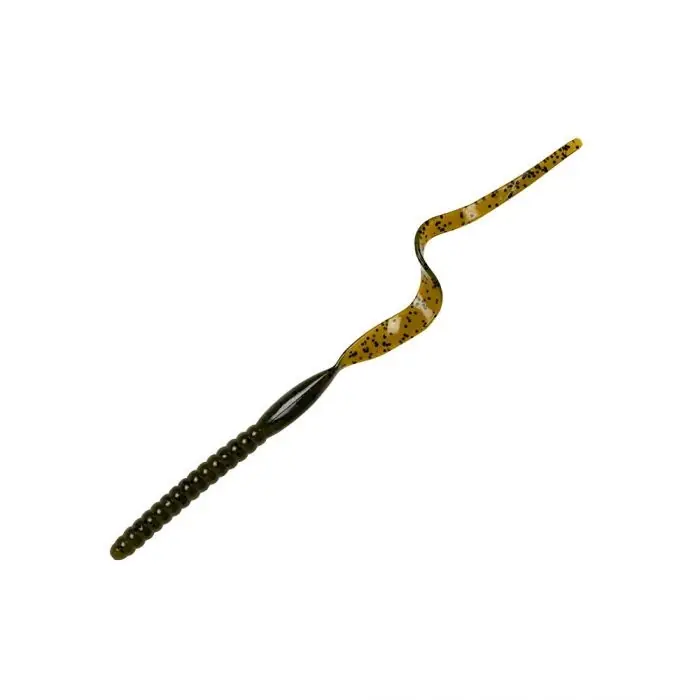 YUM YRBT709 Fishing Lure, Curl Tail Worm, Ribbontail, Bass, Plastic, Watermelon Seed Lure