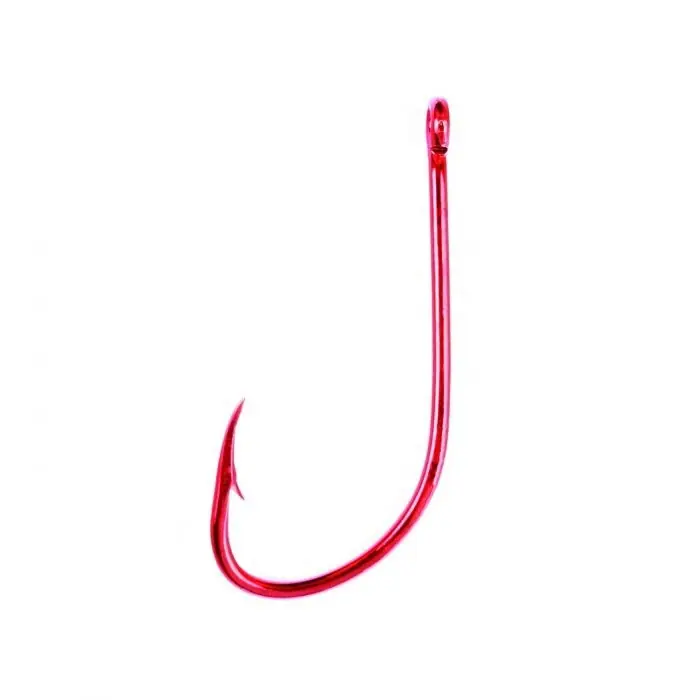 EAGLE CLAW 084RAH-1/0 Plain Shank Hook, Red