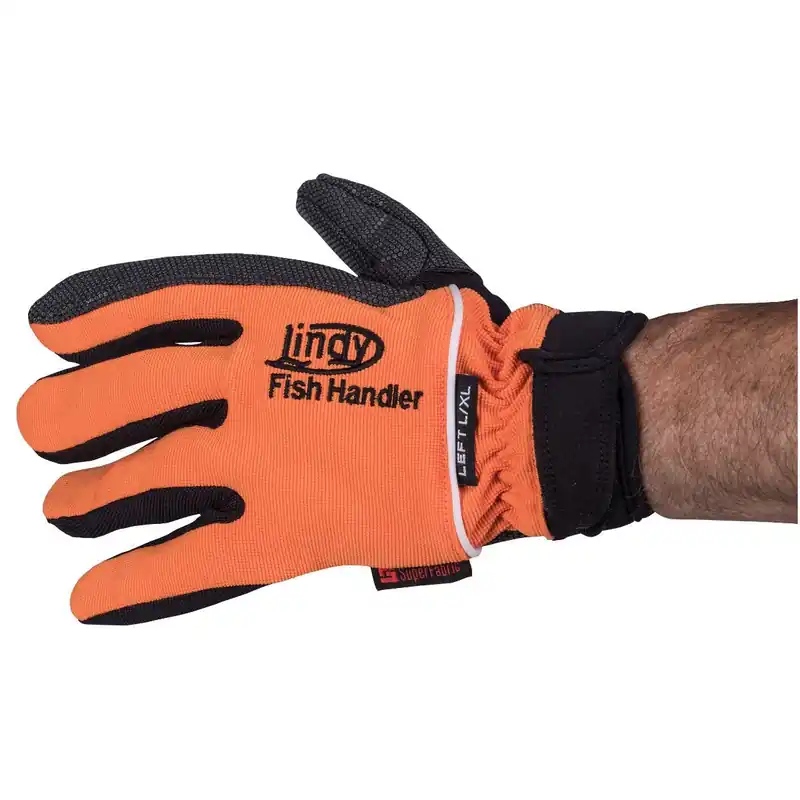 Lindy AC950 Left Hand Fish Handling Gloves, L, Orange