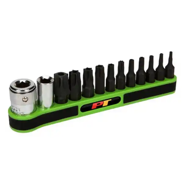 Performance Tool W38970 Star Bit Set, 13-Piece, Tamper-Resistant, CRV Steel, Green