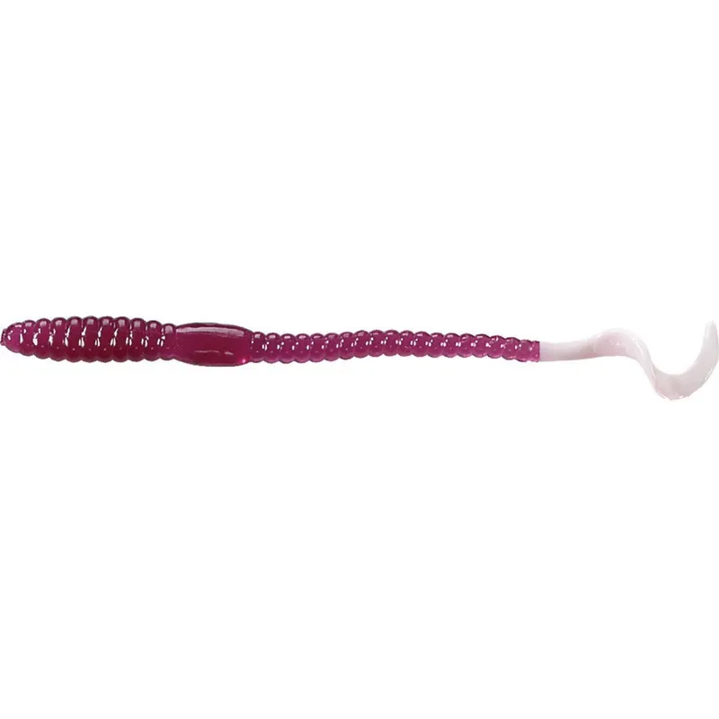 MISTER TWISTER Phenom 6P20 41 Worm Lure, Curly Tail, Bass, Largemouth, Striped, Purple/White Tail Lure