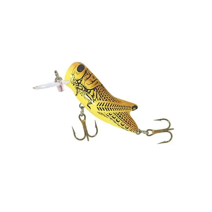 REBEL F73-96 Fishing Lure, Crankbait, Crickhopper, Bass, Gamefish, Trout, Yellow Grasshopper Lure