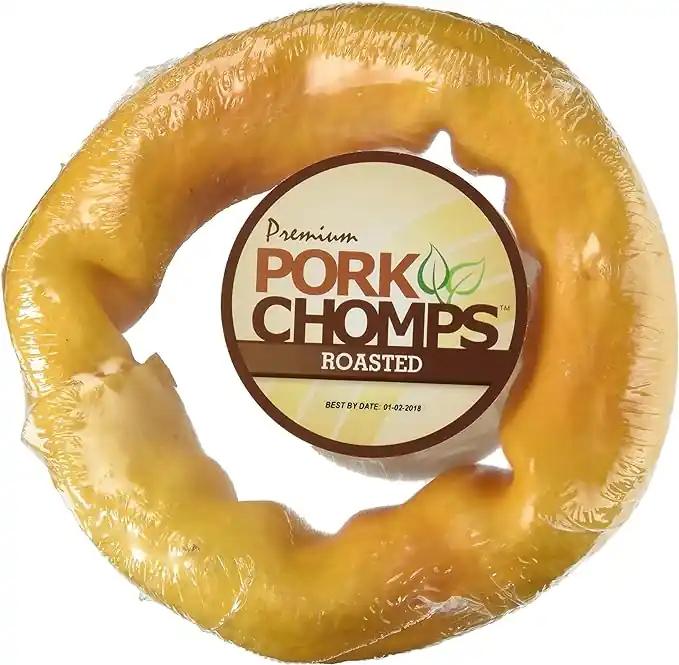 Pork Chomps Roasted Pork Skin Dog Chew, 6-inch Bagel