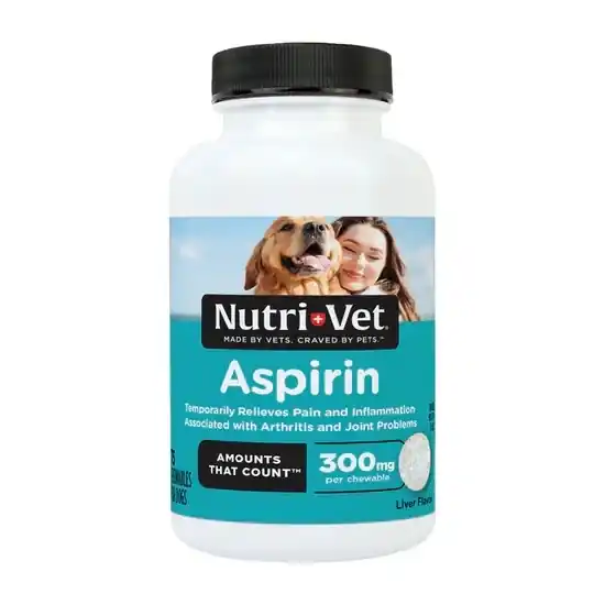 NUTRI-VET 1001026 Aspirin Chewable Supplement, Artificial Liver Flavor, 300 Mg per chewable, 75 Count, Large Dog