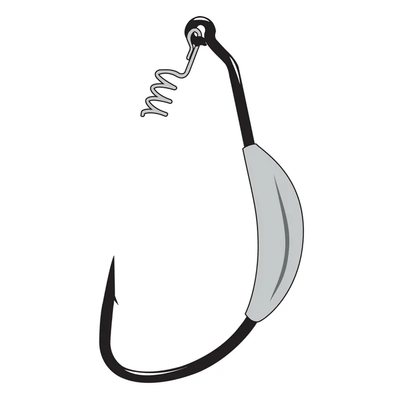 Gamakatsu 296413-1/16 Weighted Superline Spring Lock Worm Hook, HCS, Nickel Silver Black
