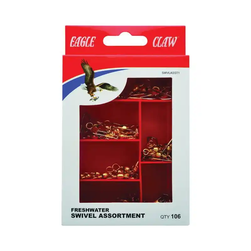 EAGLE CLAW SWVLASST1 Freshwater Swivel Assortment, Brass