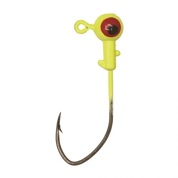 EAGLE CLAW Pro-V PFPV132-3 Ballhead Jig with Hook, 0.0312 oz, Chartreuse