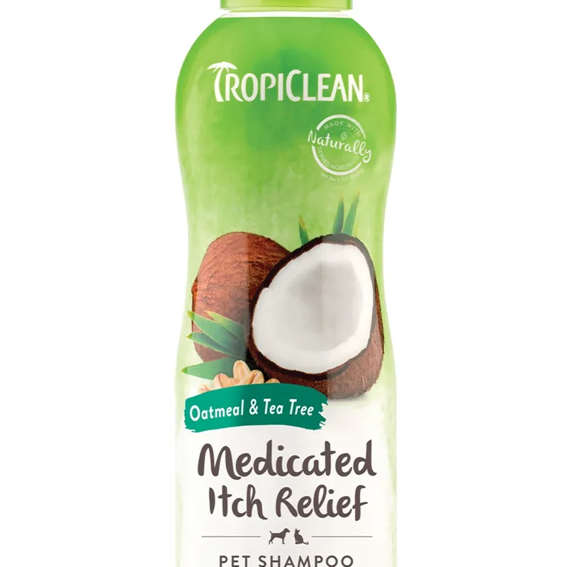 TropiClean Oatmeal & Tea Tree Medicated Itch Relief Shampoo for Pets, 20 oz