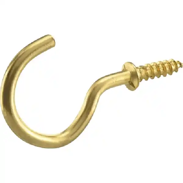 Hardware Essentials 851851 Cup Hook, 3/4 in Thread, Brass