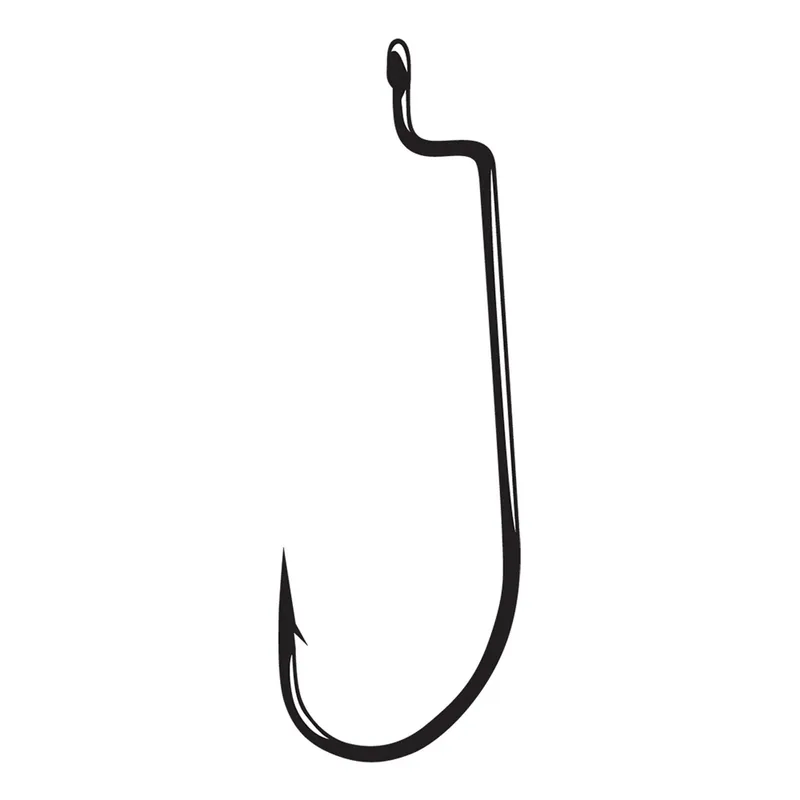 Gamakatsu 07410 Offset Shank Worm Hook, HCS, Nickel Silver Black
