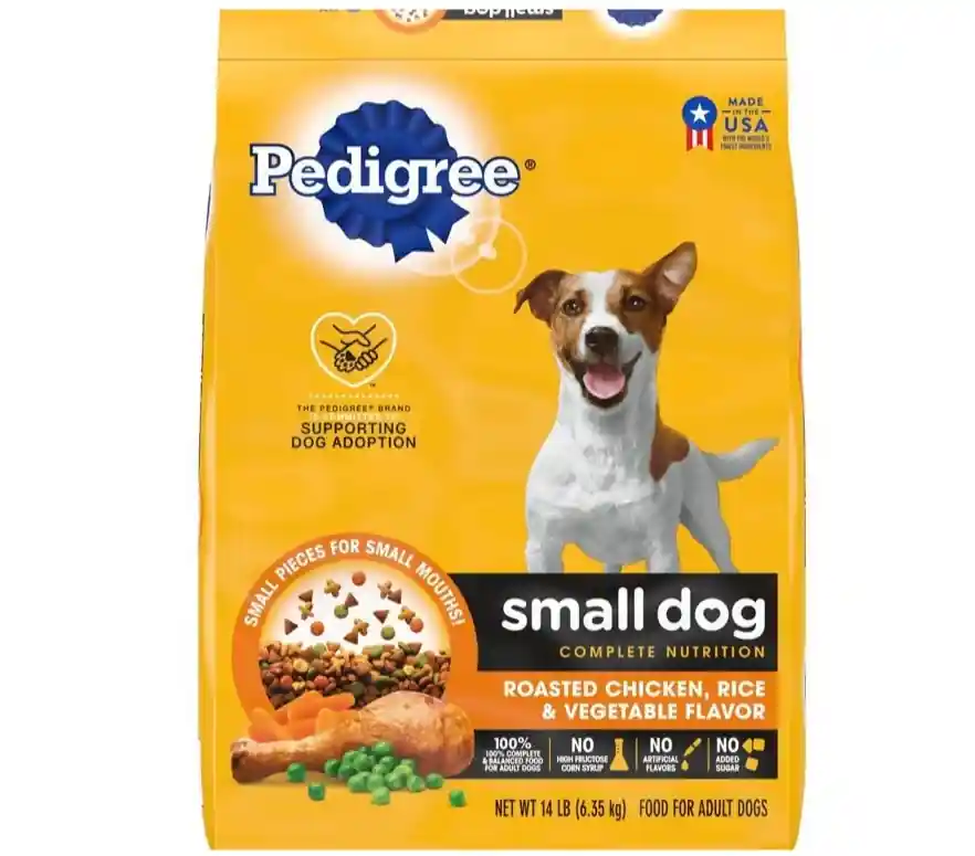 Pedigree Roasted Chicken, Rice & Vegetable Flavor Small Dog Adult Complete Nutrition Dry Dog Food. - 14 lbs.
