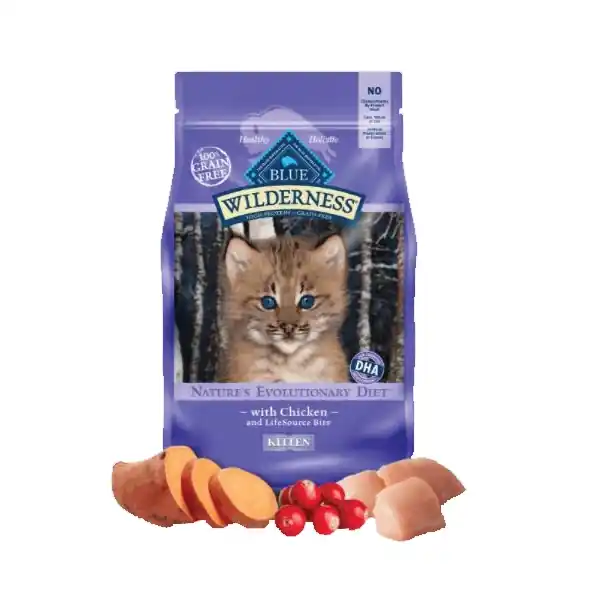 BLUE WILDERNESS 5961000604 Kitten Food, Dry, Chicken Flavor, 2 lb Bag