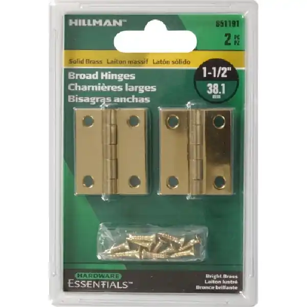 Hardware Essentials 851191 Hinge, Bright Brass