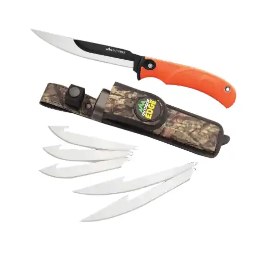 Outdoor Edge RazorMax RMB-20C Knife, 3-1/2 in L Blade, Stainless Steel Blade, TPR Handle, 8 in OAL