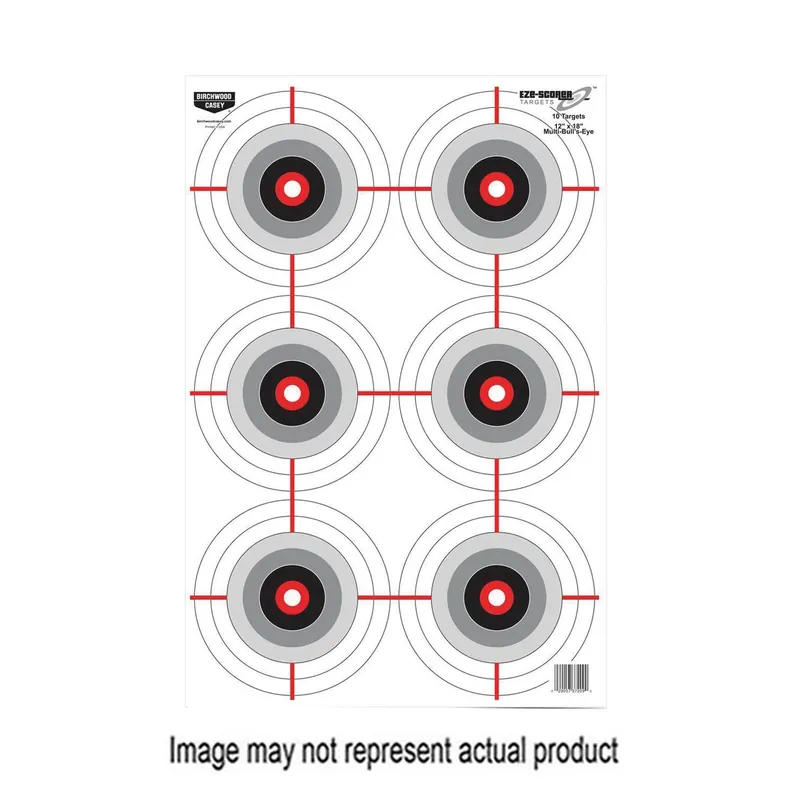 BIRCHWOOD CASEY Eze-Scorer BC-37209 Multiple Bull‘s-Eye Target, 10 Number of Targets, Paper